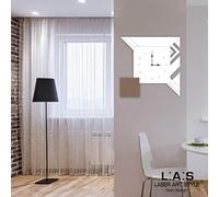L:A:S Laser Art Style - Reloj de Pared de diseño Moderno para Cocina, salón, salón, Blanco-Gris marrón-Grabado de Madera, 50 x 50 cm