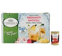 L' Angelica Tisana Drenante Anticell - Té de hierbas frías, con notas cítricas de pomelo y notas dulces de piña y cereza, 18 filtros + lata de 400 g