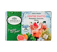 L' Angelica Tisana Ventre Piatto Té de Hierbas Frías Sabor con Pomelo, Hinojo y Menta 18 Filtros + Lata Italiana Gourmet Polpa di Pomodoro 400 g