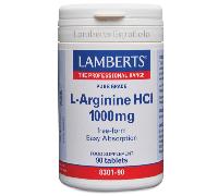 L-Arginina HCl 1000 mg 90 comprimidos Lamberts - apoyo nutricional para deportistas