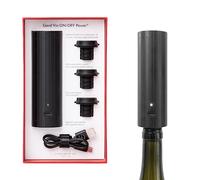 L’ATELIER DU VIN - Bomba de vino eléctrica Gard’Vin On/Off Power + 3 tapones - Preserva los Aromas de tus Botellas Abiertas