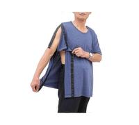 (L,Blue)Unisex Post Shoulder Surgery Shirts Side Snap On Design For Rotator Cuff Recovery Comfortable Medical Wear