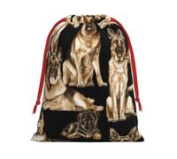 L - Bolsa de Navidad con cordón - Bolsa de Navidad con estampado de perro pastor alemán, bolsas de felpa para cumpleaños, bodas