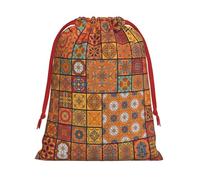 L - Bolsa de Navidad con cordón, bolsas de felpa reutilizables para fiestas de Navidad con grupo de estampado geométrico marroquí, bolsas de felpa reutilizables