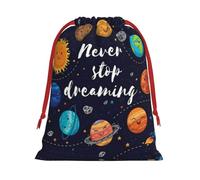 L - Bolsa de Navidad con cordón - Reutilizable con bonito estampado de planetas, sacos de fiesta de Navidad, golosinas y recuerdos para vacaciones, bodas
