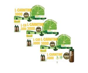L-Carnitina Limón 3000 mg Pack 3 x 20 Ampollas GoldNutrition