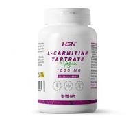 HSN L-Carnitina L-Tartrato 1000mg - 120 Cápsulas Vegetales | Forma de Absorción más Rápida. Ratio 2:1 L-Carnitina:Ácido L-Tartárico. 100% enantiómero L-. Sin aditivos estéticos