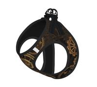 L - Chaleco y arnés para perro - Reloj de engranajes de tamaño pequeño, correa con estampado del siglo de bronce con hebilla, compañero canino para viajes al aire libre