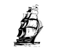 l Decoración del hogar Calcomanías de pared de velero vintage con diseño de barco, océano, olas marinas, vinilo adhesivo para sala de estar y interior-XL-70x80cm-Black