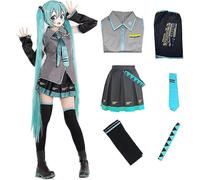 (L) Disfraz de Hatsune Miku para mujer, ideal para Halloween o eventos. Traje de cómic, uniforme.