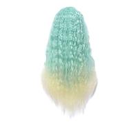 L-Email Wig 70Cm / 27.5Inches Long Women Pelucas Gradient Colors Rizado Fibra De Alta Temperatura Pelo Sintético Perucas Cosplay Peluca 28Inches Green Mix Beige