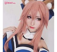 L-email wig Game Fate Grand Order Tamamo no Mae Cosplay Wigs FGO Cosplay Long Pink Ponytails Wig Heat Resistant Synthetic Hair