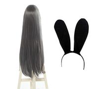 L-email wig Sakurajima Mai Cosplay Wigs Bunny Girl Cosplay Long Grey Straight Wig Halloween Heat Resistant Synthetic Hair 80cm Grey