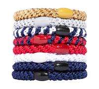 L. Erickson Grab & Go Ponytail Holders, Americana, Set of Eight - Exceptionally Secure with Gentle Hold