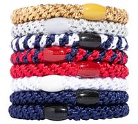 L. Erickson Grab & Go Ponytail Holders, Americana, Set of Eight - Exceptionally Secure with Gentle Hold