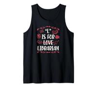 L es para Bibliotecario Amor Biblioteca temática del día de San Valentín Camiseta sin Mangas