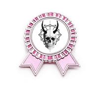 L Face Horn Line Art Deco Fashion Badge Broche Rosa Ganador Premio Medalla, Medium, Metal