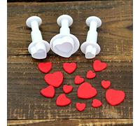 L-FENG-UK Juego de 3 cortadores de fondant en forma de corazón para decoración de pasteles, cortadores de glaseado para hornear pasteles, juego de herramientas de decoración de pasteles, cortador de