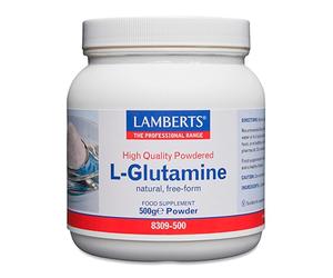 L-glutamina polvo 500G Lamberts - suplemento para recuperación muscular