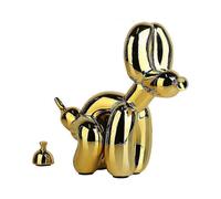 (L,Gold)Balloon Dog Doggy Poo Statue Resin Animal Sculpture Home Decoration Resin Craft Office Decor Standing Black Gold Dexterity Games