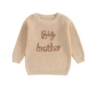 L&ieserram Suéter de punto para bebé niño recién nacido, ropa de punto de manga larga para niños pequeños, ropa casual para hermano, suéter a juego, para otoño e invierno de 0 a 5 años, Big Brother -