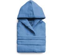 l&j Albornoz unisex azul con capucha para hombre y mujer - 100% algodón, suave y absorbente, con bolsillos - Ideal para baño ducha, spa y viajes (FR/ES, Letras, XXL, Regular, Regular, Azul)