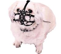 L&J Pets Uk Bozal de perro con correa de nailon para Shih Tzu, Pug y otros perros de hocico corto con cara plana, seguridad y comodidad (M0, negro)