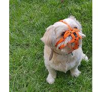 L&J Pets Uk Bozal de perro con correa de nailon para Shih Tzu, Pug y otros perros de hocico corto con cara plana, seguridad y comodidad (M1, naranja)