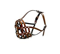 L&J Pets UK Bozal ligero de piel auténtica para perro bulldog inglés, diseño de cesta de hocico corto transpirable para morder y buscar, ajuste suave y ajustable para perros de cara plana (B4/BA
