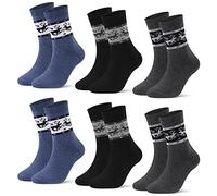 L&K 6/9/12 pares de zapatillas de invierno para hombre calcetines térmicos calcetines deportivos de algodón grueso acolchado suela interior de rizo 2104, 6 Pares Modelo 92264, 39-42