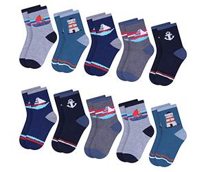 L&K-II 10 pares de Calcetines infantiles para niños niñas calcetines de invierno Calcetines deportivos algodón largo 2816 31-34