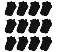 L&K-II 12 Calcetines Deportivos Calcetines Cortos para Niños/Niñas Calcetines para niños de Algodón Negro 2862 27-30