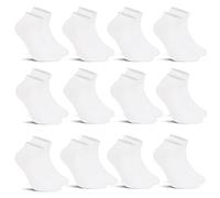 L&K-II 12 pares de calcetines deportivos para mujer/hombre, calcetines cortos, calcetines deportivos de algodón transpirable, lisos en blanco 2301 43-46