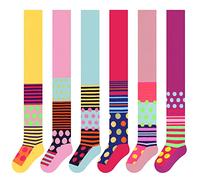 L&K-II 6 collant per bambina collant per bambina in cotone rinforzato collant per bambina coprente con fantasia a pois e righe multicolore 2728 122-128