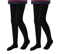 L&K-II Mallas Térmicas Niñas Mallas para Niños con Forro Interior Invierno Caliente Mallas Opacas Sin Costura Cintura Alta Multicolor 4611 negro*2 134-140