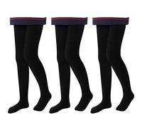 L&K-II Mallas Térmicas Niñas Mallas para Niños con Forro Interior Invierno Caliente Mallas Opacas Sin Costura Cintura Alta Multicolor 4611 negro*3 110-116