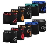 L&K Pack de 10 Calzoncillos Bóxer para Hombre Ropa Interior Microfibra Tonos Negros 1213 BL S/M