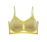 (L,Light yellow)Summer Seamless Ultra Thin Plus Size Ice Silk Comfort Bra Lightweight Sports Bra