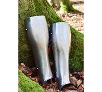 L M Handicrafts Caballeros medievales Greaves ArmorProtection (par) Armadura de pierna de acero plateado armadura greaves armadura cosplay ren faire disfraz samurai armadura de cuero guardias de brazo