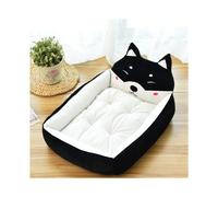 (L - Menos de 12,5 kg - Akita negro) Cama cálida de invierno para cachorros y gatos, lavable, con dibujos