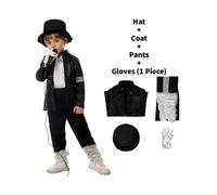 (L)Michael Jackson Billie Jean Traje Negro Baile Halloween Vestir Niños Disfraz