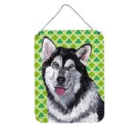 L minas de tr bol del D a de San Patricio de Alaskan Malamute, tesoros de Caroline, para colgar en la pared o la puerta, 40 x 30 cm