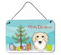 L minas para colgar en la pared o puerta ""Caroline's Treasures: rbol de Navidad y perro salchicha de pelo largo color crema"" BB1584DS812 8""