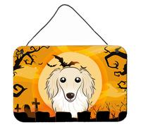 L minas para colgar en la pared o puerta de perro salchicha de pelo largo color crema de Caroline's Treasures, BB1770DS812, 8 de alto x 12 de anc