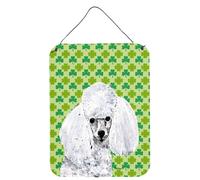 L minas para colgar en la pared o puerta del D a de San Patricio con un caniche toy blanco y un tr bol de la suerte, de Caroline's Treasures, 40