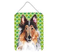 L minas para colgar en la pared o puerta del D a de San Patricio de Caroline's Treasures Collie Lucky Shamrock, 40 x 30 cm