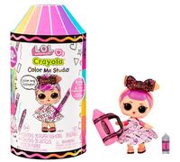 L.O.L. Surprise! Loves CRAYOLA - Estudio Colour Me con Tot Coleccionable - Más de 30 Sorpresas con Muñeca, Vestidos y 4 Ceras - Estudio de Arte en Envase Cápsula de Ceras - Para Niños +3 Años