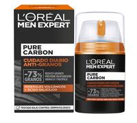 L'Oréal Paris Men Expert Crema Cuidado Diario Anti-Granos Pure Carbon, Reduce Imperfecciones, Hidrata y Matifica el Rostro, Con Minerales Volcánicos y Ácido Salicílico, 50 ml