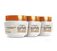 L 'Oréal Paris Máscara Nutriente Elvive Aceite excepcional aceite Fine de coco para cabello para normal a cubos, 300 ml - 3 paquetes