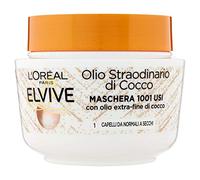 L 'Oréal Paris Máscara Nutriente Elvive Aceite excepcional aceite Fine de coco para cabello para normal a cubos, 300 ml
